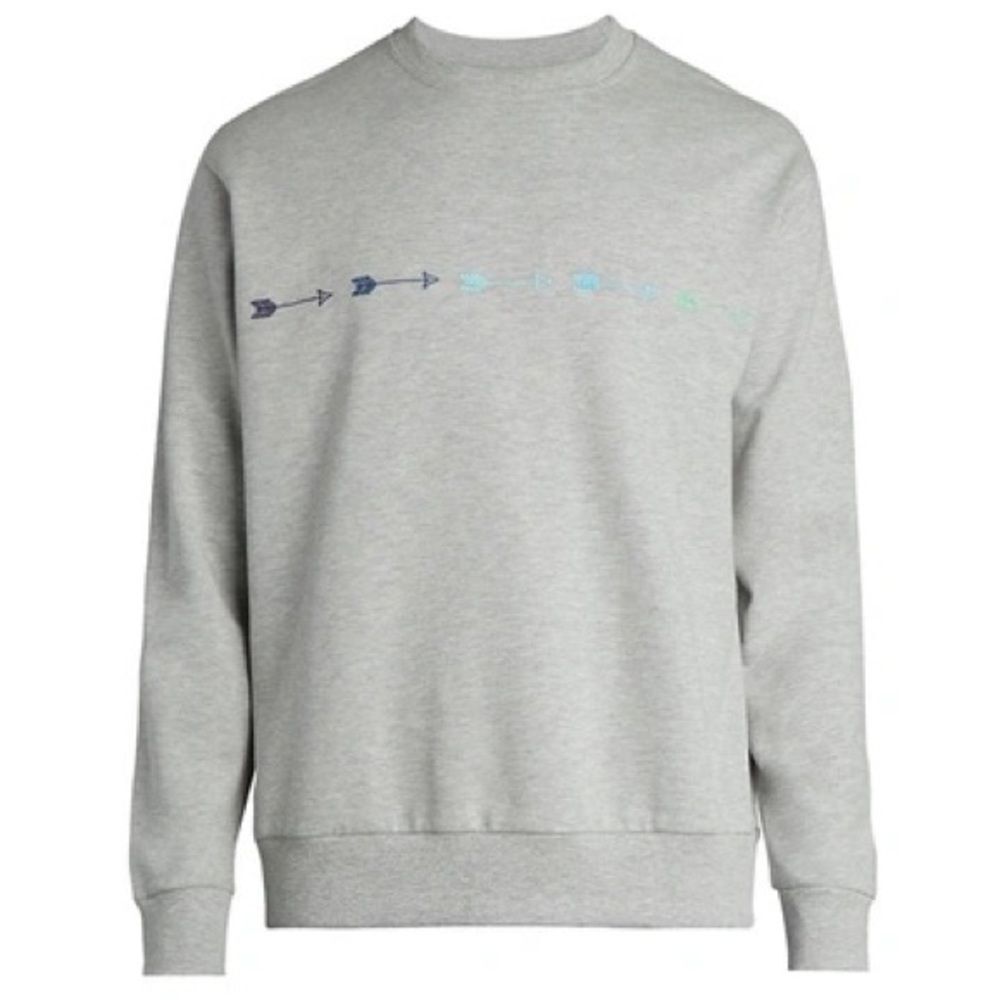 Men's Crewneck Sweatshirt in Light Gray with Subtle Arrow Detail